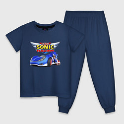 Пижама хлопковая детская Cool hedgehog - Sonic racing team, цвет: тёмно-синий