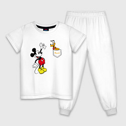 Пижама хлопковая детская Микки Маус и Плуто, цвет: белый