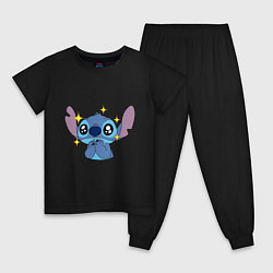 Пижама хлопковая детская Stitch stars, цвет: черный