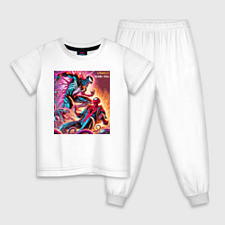 Пижама хлопковая детская Spider-man vs Venom ai art fantasy, цвет: белый