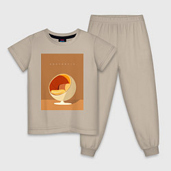 Пижама хлопковая детская Эстетика, цвет: миндальный