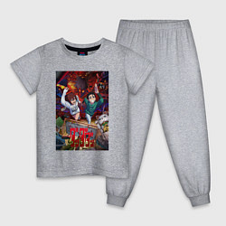 Пижама хлопковая детская Дандадан: Момо и Кэн, цвет: меланж