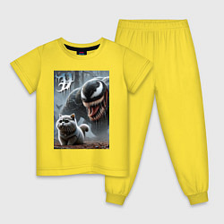 Пижама хлопковая детская Venom wants to move into a purebred cat, цвет: желтый