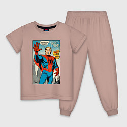 Пижама хлопковая детская Spider-Trump - retro, цвет: пыльно-розовый