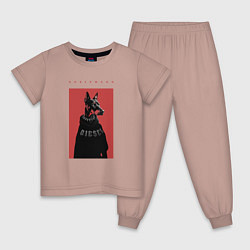 Пижама хлопковая детская Порода Доберман - половинка пары, цвет: пыльно-розовый