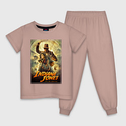 Пижама хлопковая детская Indiana Jones and the dial of destiny, цвет: пыльно-розовый