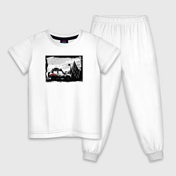 Пижама хлопковая детская Дикая страна, цвет: белый