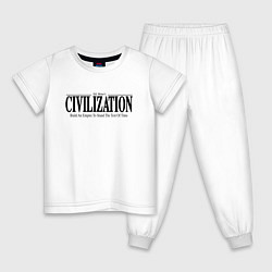 Пижама хлопковая детская Civilization - game, цвет: белый