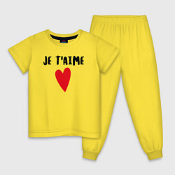 Пижама хлопковая детская Любовь по-французски, цвет: желтый