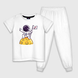 Пижама хлопковая детская Вперёд в космос, цвет: белый
