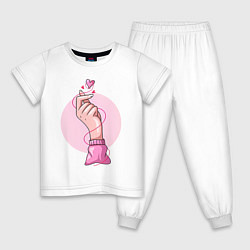 Пижама хлопковая детская Сердечко, цвет: белый