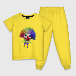 Пижама хлопковая детская Cartoon clown colorful hair, цвет: желтый