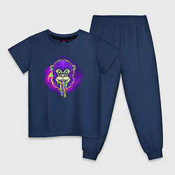 Пижама хлопковая детская Purple monkey, цвет: тёмно-синий