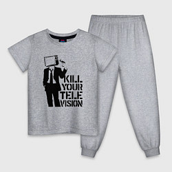 Пижама хлопковая детская Убей свой телевизор, цвет: меланж