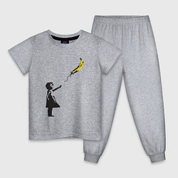 Пижама хлопковая детская Девочка и банан, цвет: меланж