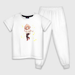 Пижама хлопковая детская Танец тиби, цвет: белый