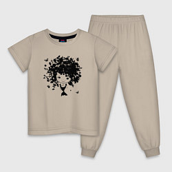 Пижама хлопковая детская Милая весенняя девчонка, цвет: миндальный