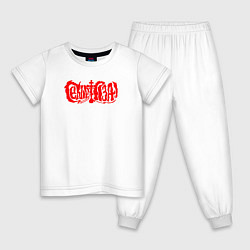 Пижама хлопковая детская Сектор газа красный логотип, цвет: белый