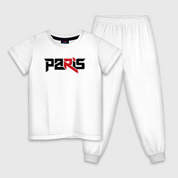 Пижама хлопковая детская Paris, цвет: белый