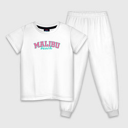 Пижама хлопковая детская Malibu Beach text, цвет: белый