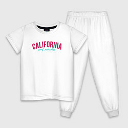 Пижама хлопковая детская California surf paradise, цвет: белый