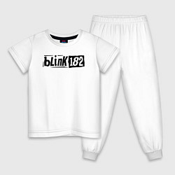 Пижама хлопковая детская Blink 182 трафарет черный, цвет: белый
