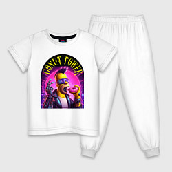 Пижама хлопковая детская Homer Simpson - cyber donut power ai art, цвет: белый