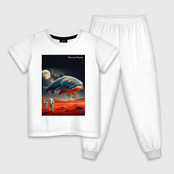 Пижама хлопковая детская Космический сом - затерянная планета, цвет: белый