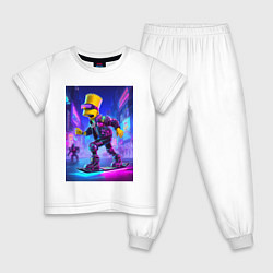 Детская пижама Bart Simpson on a hoverboard - cyberpunk ai art fa