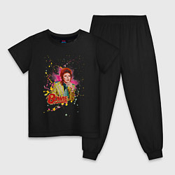 Пижама хлопковая детская David Bowie Art, цвет: черный