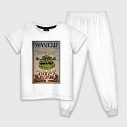 Пижама хлопковая детская Разыскивается огр, цвет: белый