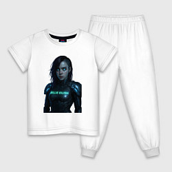 Пижама хлопковая детская Билли Айлиш в космическом костюме, цвет: белый