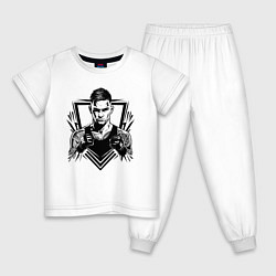 Пижама хлопковая детская Сила и решимость Дастин Порье, цвет: белый
