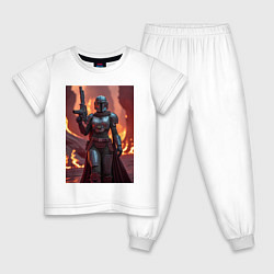 Пижама хлопковая детская Девушка-Мандалорец в броне, цвет: белый
