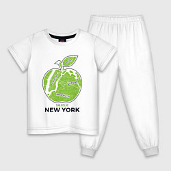 Пижама хлопковая детская Сity of New York, цвет: белый