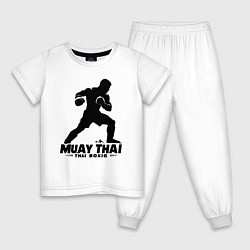 Пижама хлопковая детская Муай Тай сила и мощь тайского бокса, цвет: белый
