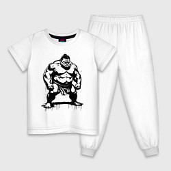 Пижама хлопковая детская Грозный сумоист, цвет: белый