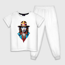 Пижама хлопковая детская Джонни Депп мистика pop art, цвет: белый