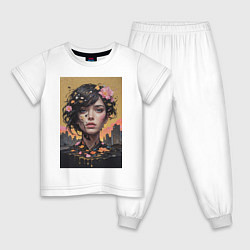 Пижама хлопковая детская Городская муза, цвет: белый