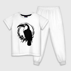 Пижама хлопковая детская Тукан в круге, цвет: белый