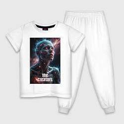 Пижама хлопковая детская The Creators - big space celestial, цвет: белый