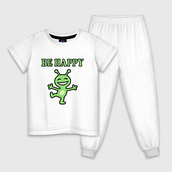 Пижама хлопковая детская Инопланетянин, мем, be happy, цвет: белый