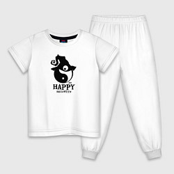 Пижама хлопковая детская Счастливого Хэллоуина и гармонии, цвет: белый