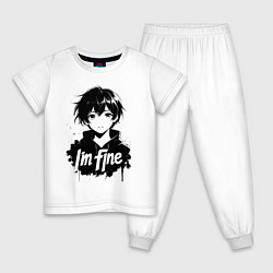 Пижама хлопковая детская Я в порядке аниме, цвет: белый