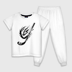 Пижама хлопковая детская Динамичная клюшка, цвет: белый