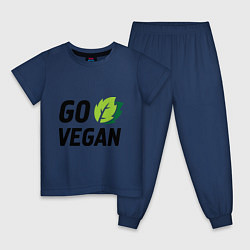 Пижама хлопковая детская Go vegan, цвет: тёмно-синий