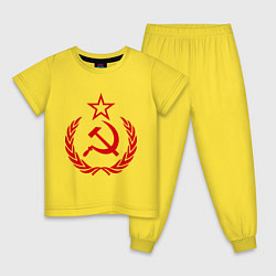 Пижама хлопковая детская СССР герб, цвет: желтый