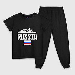 Пижама хлопковая детская Russia, цвет: черный