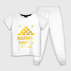 Пижама хлопковая детская Марина - золотой человек (gold), цвет: белый