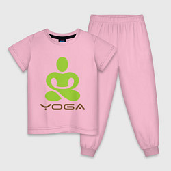 Пижама хлопковая детская Йога - это здоровье цвета светло-розовый — фото 1